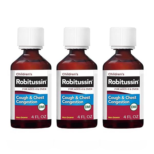 Robitussin Robitussin Children's Cough Medicine DM - Grape Flavor, 4 Fl Oz (Pack of 3) for Fast Relief from Cough & Chest Congestion