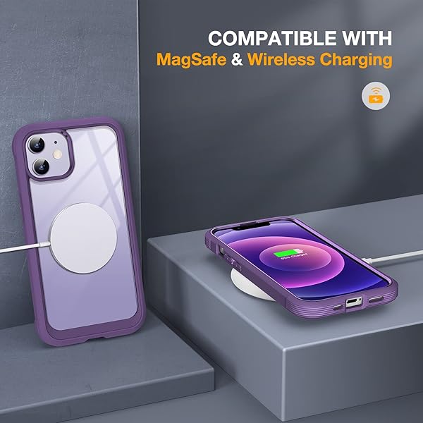 Miracase Miracase Glass Series iPhone 12 12 Pro Full Body Rugged Case with Tempered Glass Screen Protector and Camera Lens Protector Purple - View 5 of 7