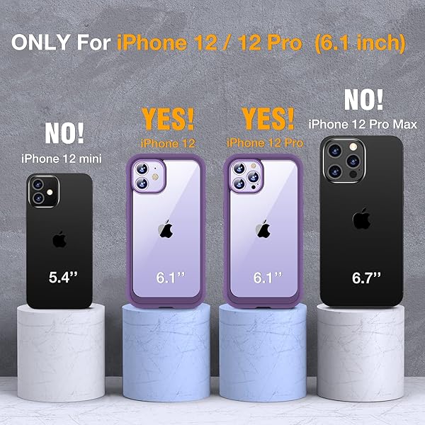 Miracase Miracase Glass Series iPhone 12 12 Pro Full Body Rugged Case with Tempered Glass Screen Protector and Camera Lens Protector Purple - View 7 of 7