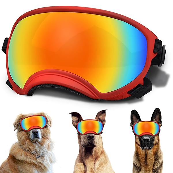 NICERINC PET Large Dog Sunglasses with Adjustable Strap UV Protection for Medium to Large Dogs Perfect for Eye Protection and Outdoor Activities