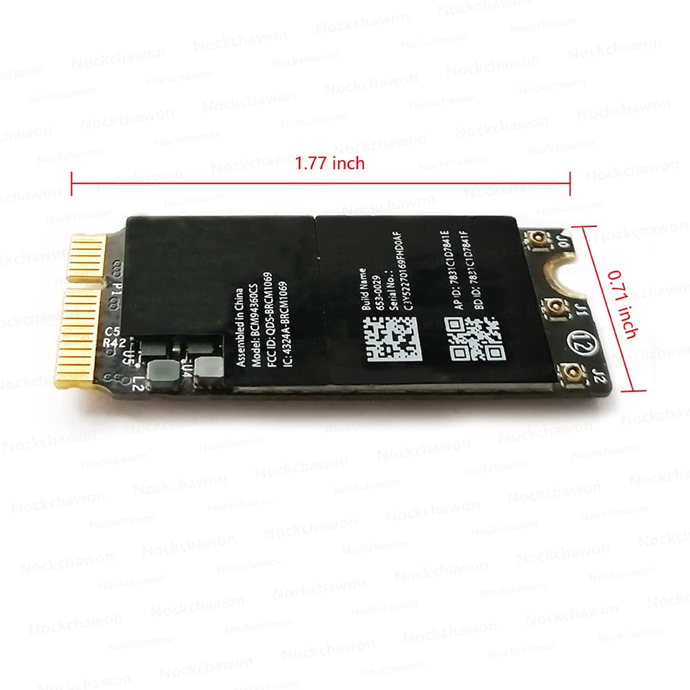 Nockchawon Airport Wireless Network Card Dual-Band 2.4G 5Ghz Gigabit WiFi Bluetooth 4.0 Replacement for MacBook Pro Retina A1502 A1398 A1347 - View 4 of 4