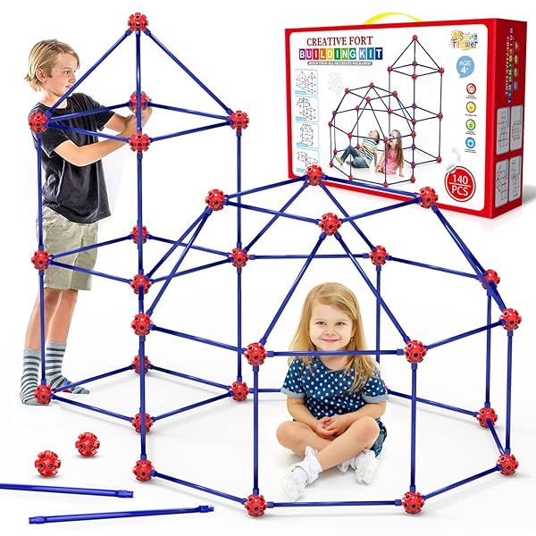 SpringFlower Ultimate 140-Pc Fort Building Kit for Kids - STEM Construction Toy for Ages 4-12 | Perfect Christmas & Birthday Gift!
