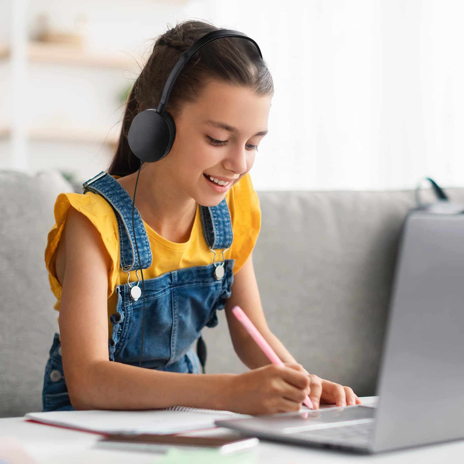 Konohan 18 Pack Class Set Headphones for Students Adjustable Wired Earphones for Classroom School Teacher Supplies Black - View 5 of 7