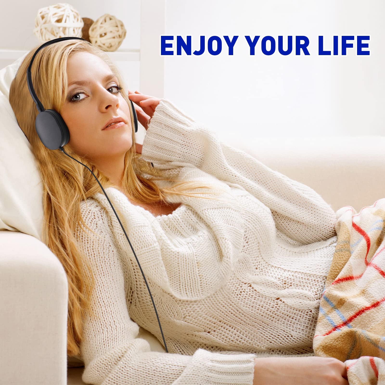 Konohan 18 Pack Class Set Headphones for Students Adjustable Wired Earphones for Classroom School Teacher Supplies Black - View 7 of 7