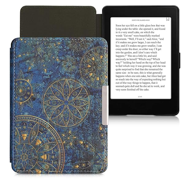 kwmobile KWMobile Kindle Paperwhite Case - Golden Mandalas Yellow/Dark Blue eReader Cover - View 10 of 10