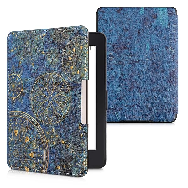 KWMobile Kindle Paperwhite Case - Golden Mandalas Yellow/Dark Blue eReader Cover