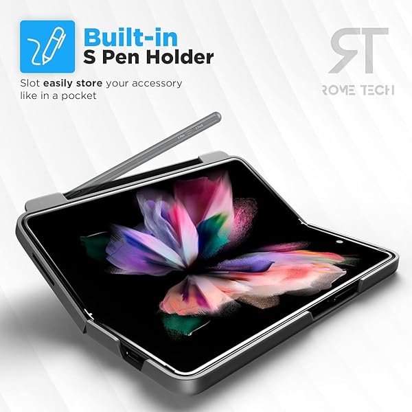 Rome Tech Rome Tech Belt Clip Holster Case with Pen Holder for Galaxy Z Fold 3 Heavy Duty Rugged Slide Phone Cover Black - View 5 of 8