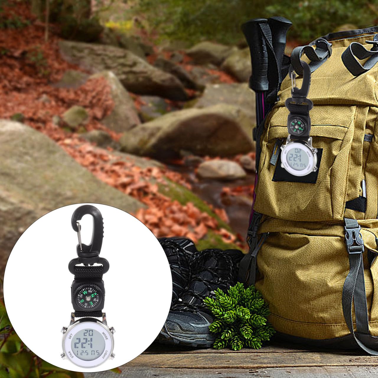 Mikikit Digital Pocket Watch Clip On Quartz Portable Hanging Buckle for Backpack Fob Ideal for Climbing Hiking Outdoor Sports - View 9 of 9