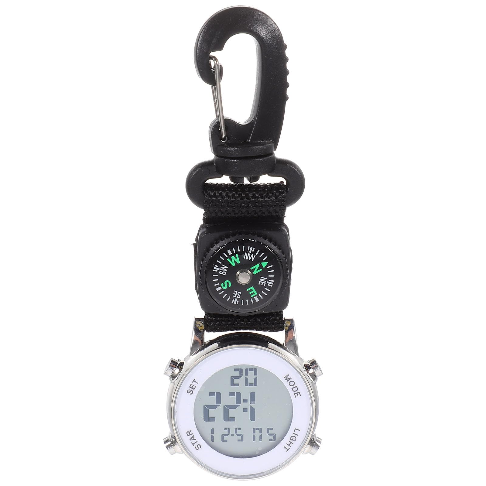 Mikikit Digital Pocket Watch Clip On Quartz Portable Hanging Buckle for Backpack Fob Ideal for Climbing Hiking Outdoor Sports