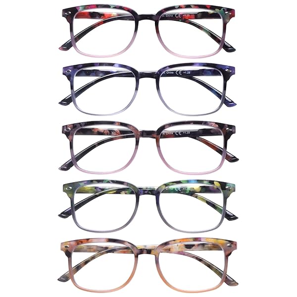 STASTEND STASTEND 5 Pack Blue Light Blocking Reading Glasses for Women with Spring Hinge Multicolor C3 0.5 Computer Readers