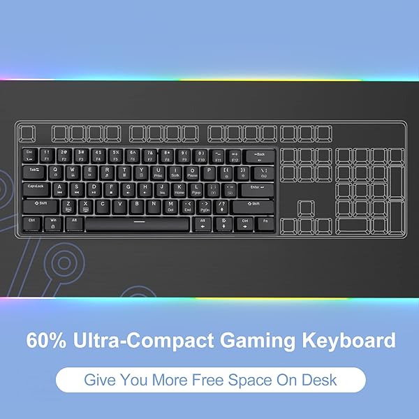 DIERYA DIERYA DK61se 60% Mechanical Keyboard Wired Gaming Keyboard with Blue Switches LED Backlit Compact 61 Keys for Windows Laptop PC Gamer - View 4 of 9