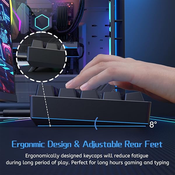 DIERYA DIERYA DK61se 60% Mechanical Keyboard Wired Gaming Keyboard with Blue Switches LED Backlit Compact 61 Keys for Windows Laptop PC Gamer - View 6 of 9