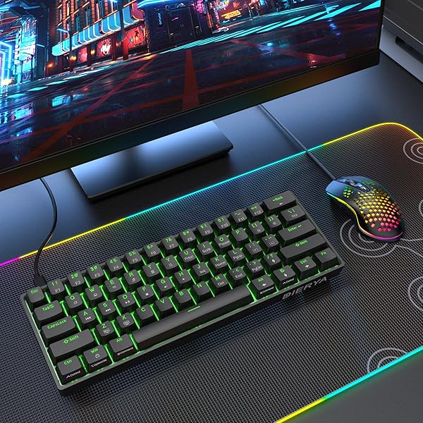 DIERYA DIERYA DK61se 60% Mechanical Keyboard Wired Gaming Keyboard with Blue Switches LED Backlit Compact 61 Keys for Windows Laptop PC Gamer - View 9 of 9