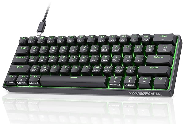DIERYA DIERYA DK61se 60% Mechanical Keyboard Wired Gaming Keyboard with Blue Switches LED Backlit Compact 61 Keys for Windows Laptop PC Gamer - View 3 of 9