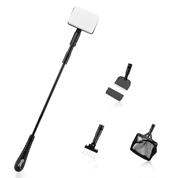 hygger Hygger Small Fish Tank Cleaner Kit with Handle Seaweed Scraper Fishing Net Sponge Brush and Wall Brush for Easy Aquarium Cleaning