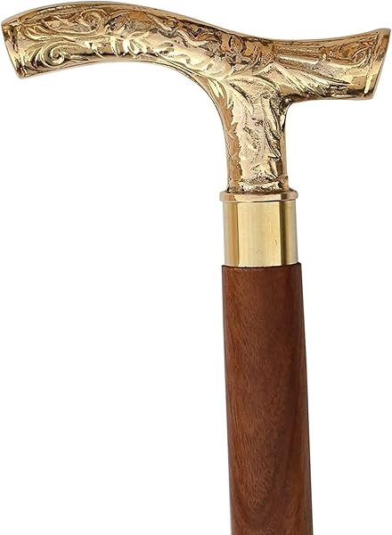 Aasiya Nautical Men Derby Canes Wooden Walking Stick 37 Inch Brown Ebony Brass T Shape Handle Unisex Cane