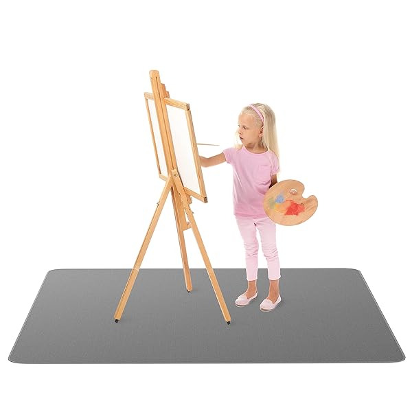 HIGHERHUMAN Super Jumbo Splat Mat 60x60 Extra Large Waterproof Washable Protective Mess Mat for Arts Crafts Painting Playtime Dark Grey