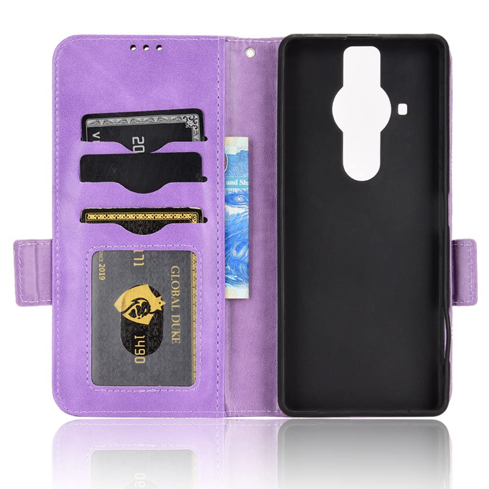 Kukoufey Kukoufey Leather Flip Stand Case Cover for Sony Xperia Pro-I 2021 5G XQ-BE42 XQ-BE52 XQ-BE62 XQ-BE72 in Purple - View 4 of 5