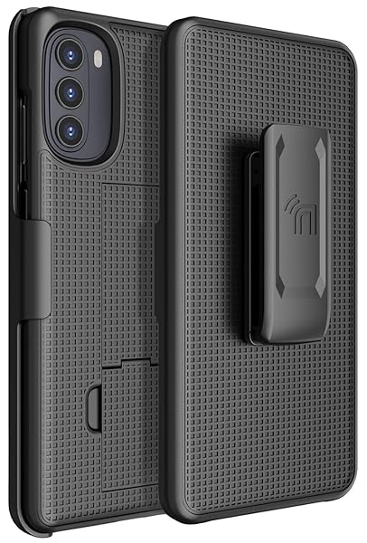Nakedcellphone Motorola Moto G 5G (2022) Case with Clip & Kickstand - Slim Hard Shell Cover & Belt Holster Combo - View 3 of 10