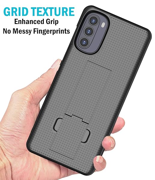 Nakedcellphone Motorola Moto G 5G (2022) Case with Clip & Kickstand - Slim Hard Shell Cover & Belt Holster Combo - View 4 of 10