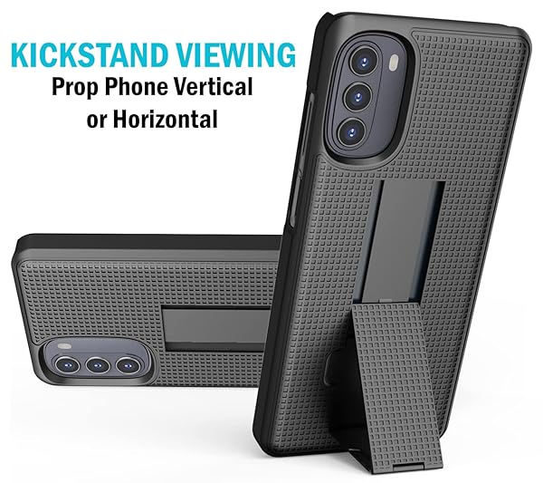 Nakedcellphone Motorola Moto G 5G (2022) Case with Clip & Kickstand - Slim Hard Shell Cover & Belt Holster Combo - View 5 of 10