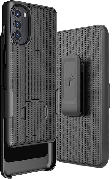 Nakedcellphone Motorola Moto G 5G (2022) Case with Clip & Kickstand - Slim Hard Shell Cover & Belt Holster Combo - View 2 of 10