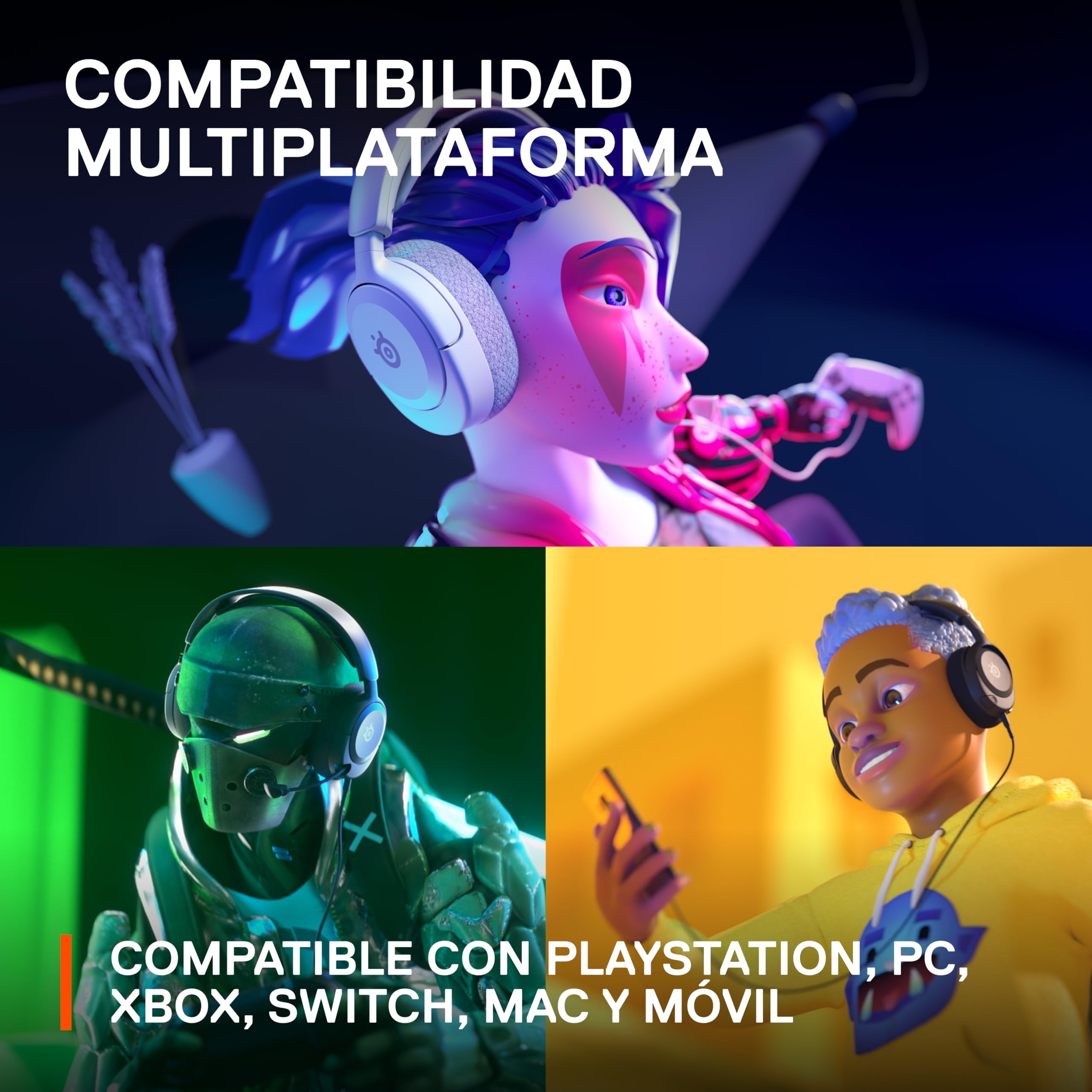 SteelSeries SteelSeries Arctis Nova 1P Gaming Headset with Hi-Fi Drivers 360 Spatial Audio Lightweight Noise Cancelling Mic for PS5 PS4 PC Xbox Switch White - View 7 of 8