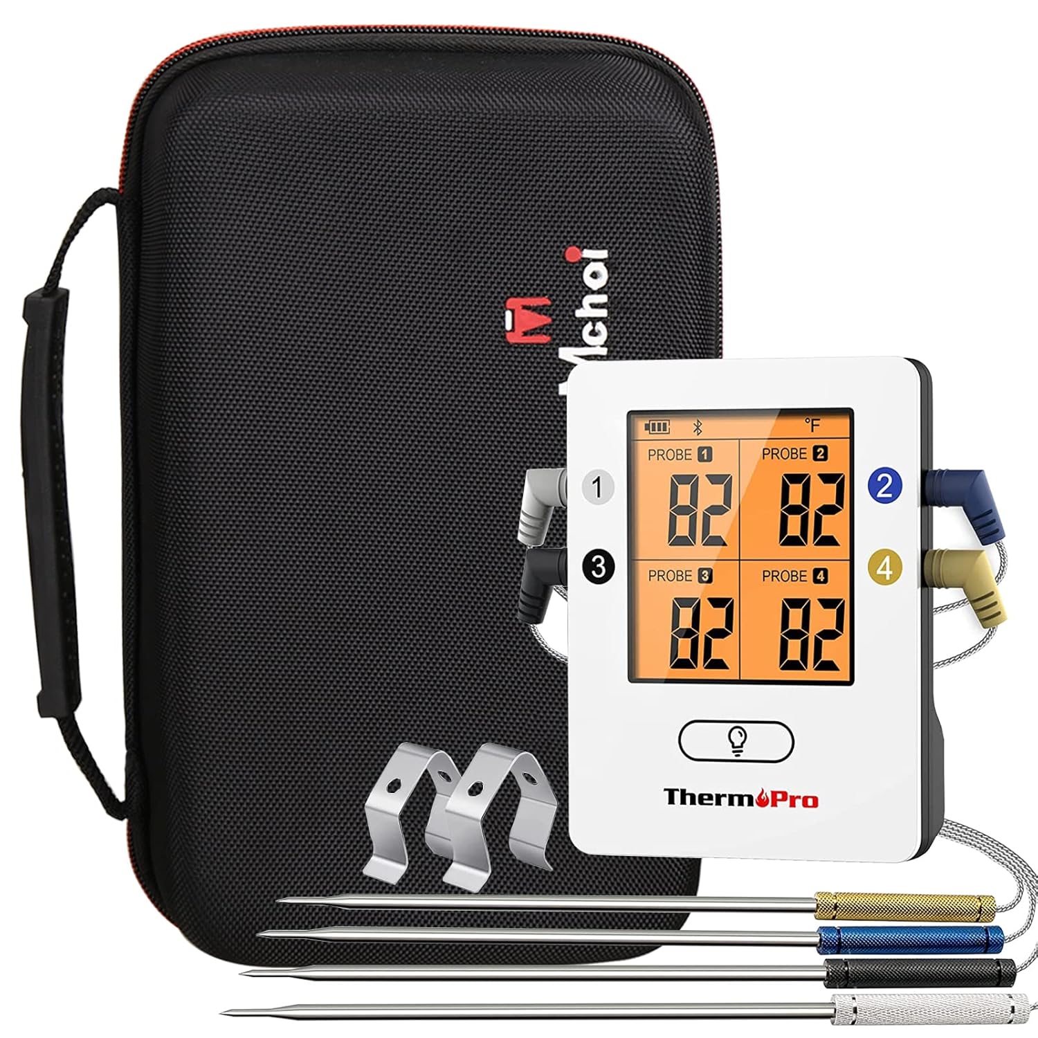 Mchoi Mchoi Hard Carrying Case for ThermoPro TP25 Wireless Bluetooth Meat Thermometer Shockproof Waterproof Travel Organizer Case Only - View 7 of 9