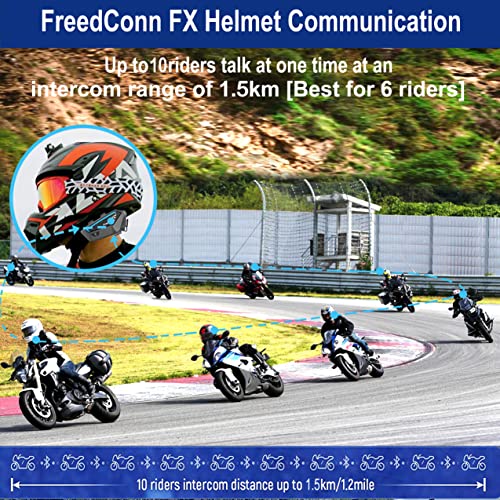 FreedConn FreedConn FX 10 Motorcycle Bluetooth Headset: Noise-Canceling, Music Sharing & FM Radio - Universal Intercom for Riders - View 4 of 11