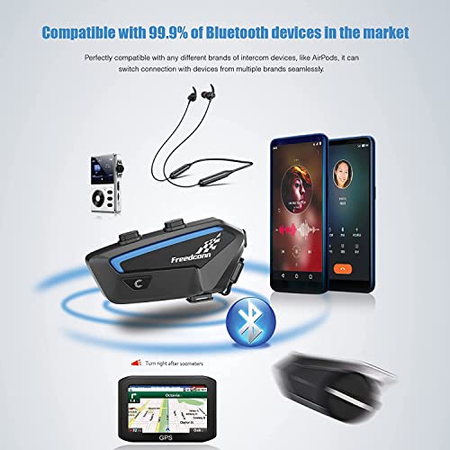 FreedConn FreedConn FX 10 Motorcycle Bluetooth Headset: Noise-Canceling, Music Sharing & FM Radio - Universal Intercom for Riders - View 5 of 11