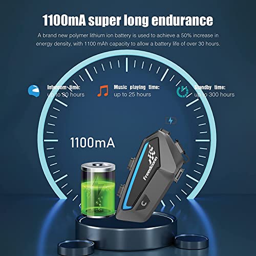 FreedConn FreedConn FX 10 Motorcycle Bluetooth Headset: Noise-Canceling, Music Sharing & FM Radio - Universal Intercom for Riders - View 6 of 11