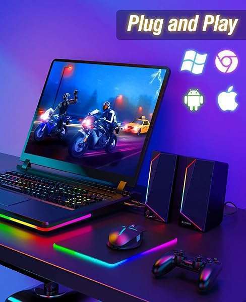 LENRUE LENRUE USB/USB-C Computer Speakers: Loud Stereo Sound & Headphone Jack for Desktop & Laptop - View 7 of 8