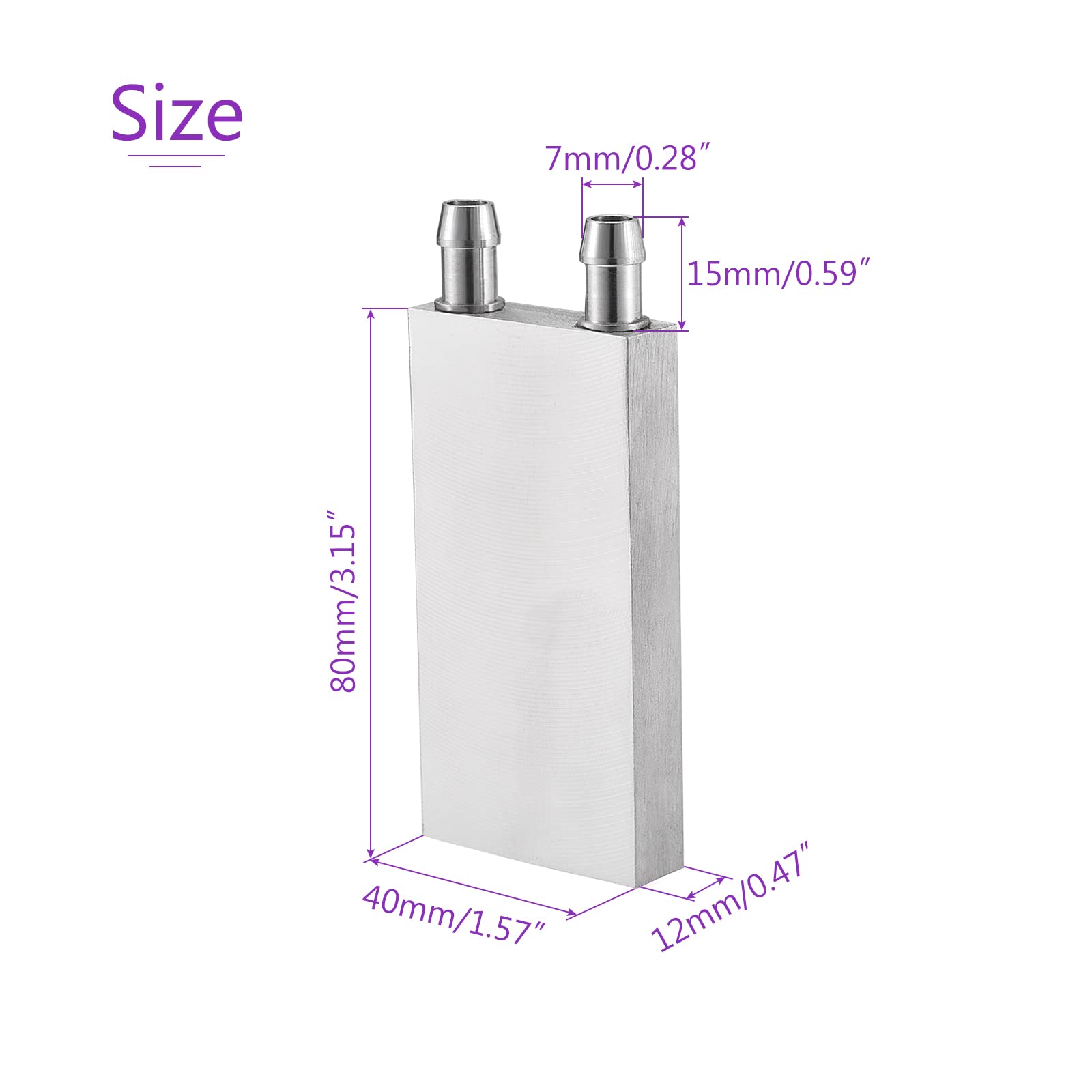 DMiotech DMiotech 1 Pack Aluminum Water Block 40 x 80 x 12mm Polished Radiator for PC Cooling System - View 3 of 5