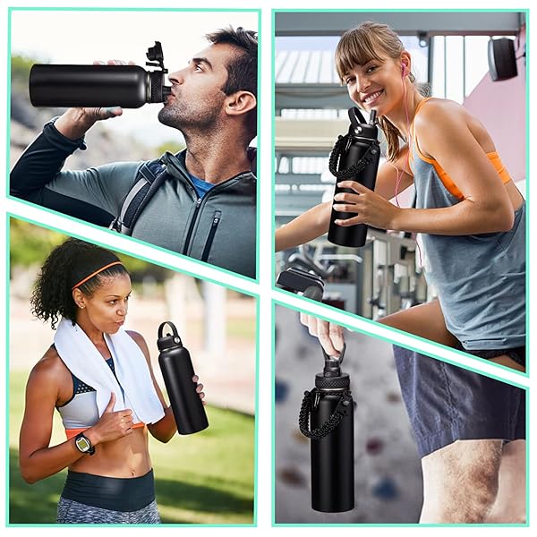 DIGJUPER DIGJUPER 40OZ Insulated Water Bottle with Auto Spout and Straw Lids BPA-Free Reusable Black Water Jug for Sports and Outdoor Activities - View 9 of 9