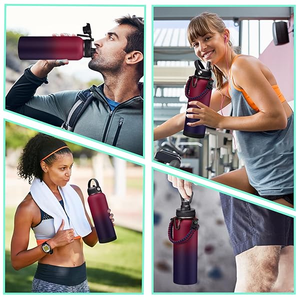 DIGJUPER 40OZ Stainless Steel Water Bottle with Straw and Spout Leak Proof Insulated Jug for Gym Workout with Paracord Handle and Storage Sleeve - View 10 of 10