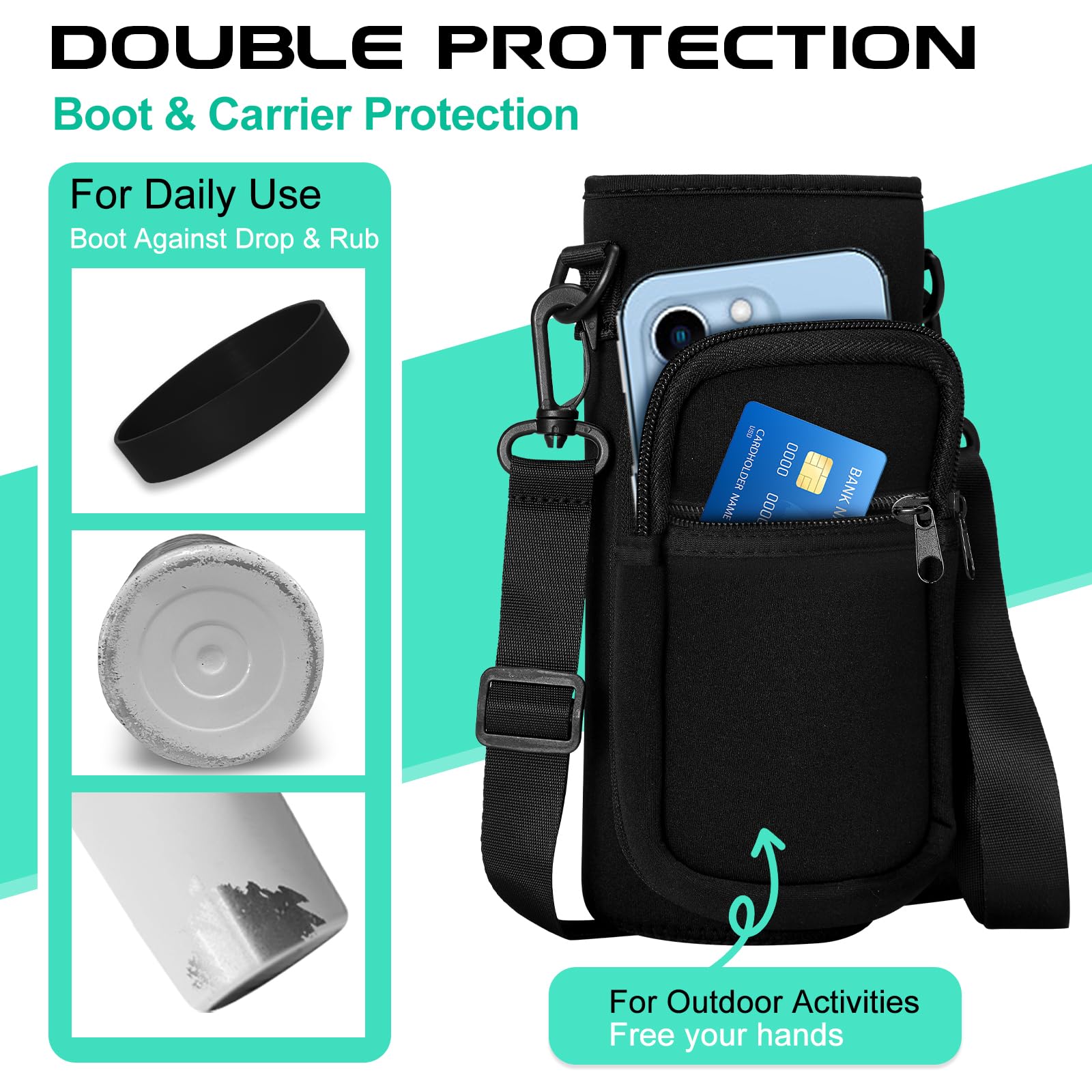 DIGJUPER 40oz Insulated Water Bottle with Straw Paracord Handle Keeps Drinks Cold for 48H Hot for 24H Ideal for Sports Hiking Cycling Running - View 5 of 8