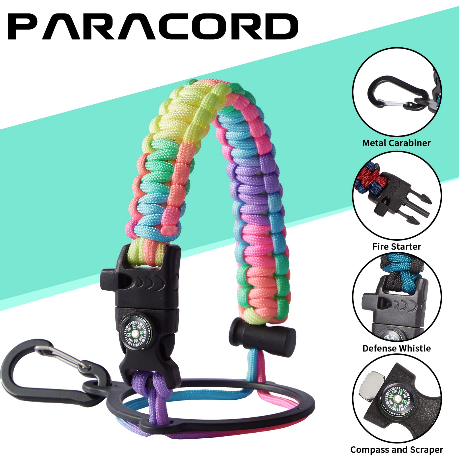 DIGJUPER 40oz Insulated Water Bottle with Straw Paracord Handle Keeps Drinks Cold for 48H Hot for 24H Ideal for Sports Hiking Cycling Running - View 6 of 8