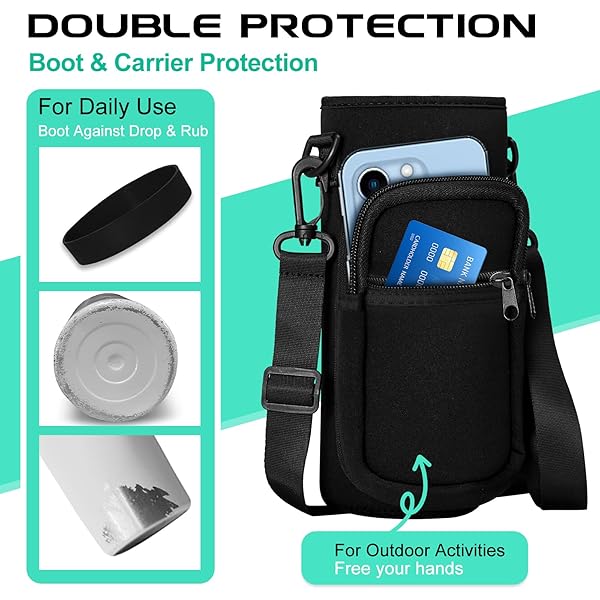 DIGJUPER 40oz Vacuum Insulated Water Bottle with Straw and Spout Lids Paracord Handle and Shoulder Carrier Bag Stainless Steel Thermo Hydro Flask - View 7 of 10