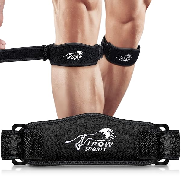 IPOW IPOW 2 Pack Knee Support Straps for Pain Relief & Stabilization - Ideal for Running, Weightlifting, Arthritis & Osgood Schlatter