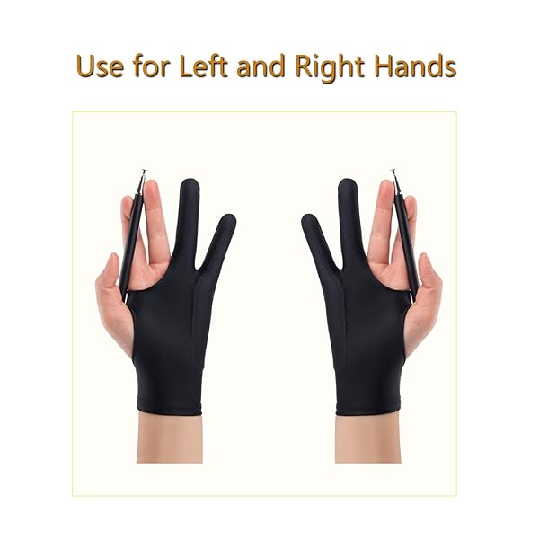 SPBMY SPBMY Digital Drawing Glove 2 Pack - Two-Finger Art Gloves for Tablets & Sketching, Left/Right Hand, Black - View 5 of 7