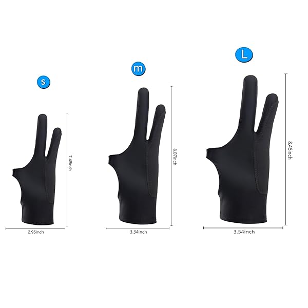 SPBMY SPBMY Digital Drawing Glove 2 Pack - Two-Finger Art Gloves for Tablets & Sketching, Left/Right Hand, Black - View 7 of 7