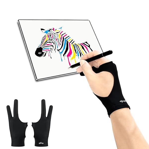SPBMY SPBMY Digital Drawing Glove 2 Pack - Two-Finger Art Gloves for Tablets & Sketching, Left/Right Hand, Black