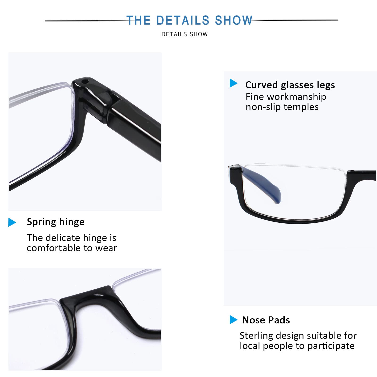 Henotin Henotin 4 Pair Reading Glasses for Women and Men Half Moon Frame Blue Light Blocking Spring Hinge Eyeglasses A-mix 2.00 Diopters - View 4 of 7