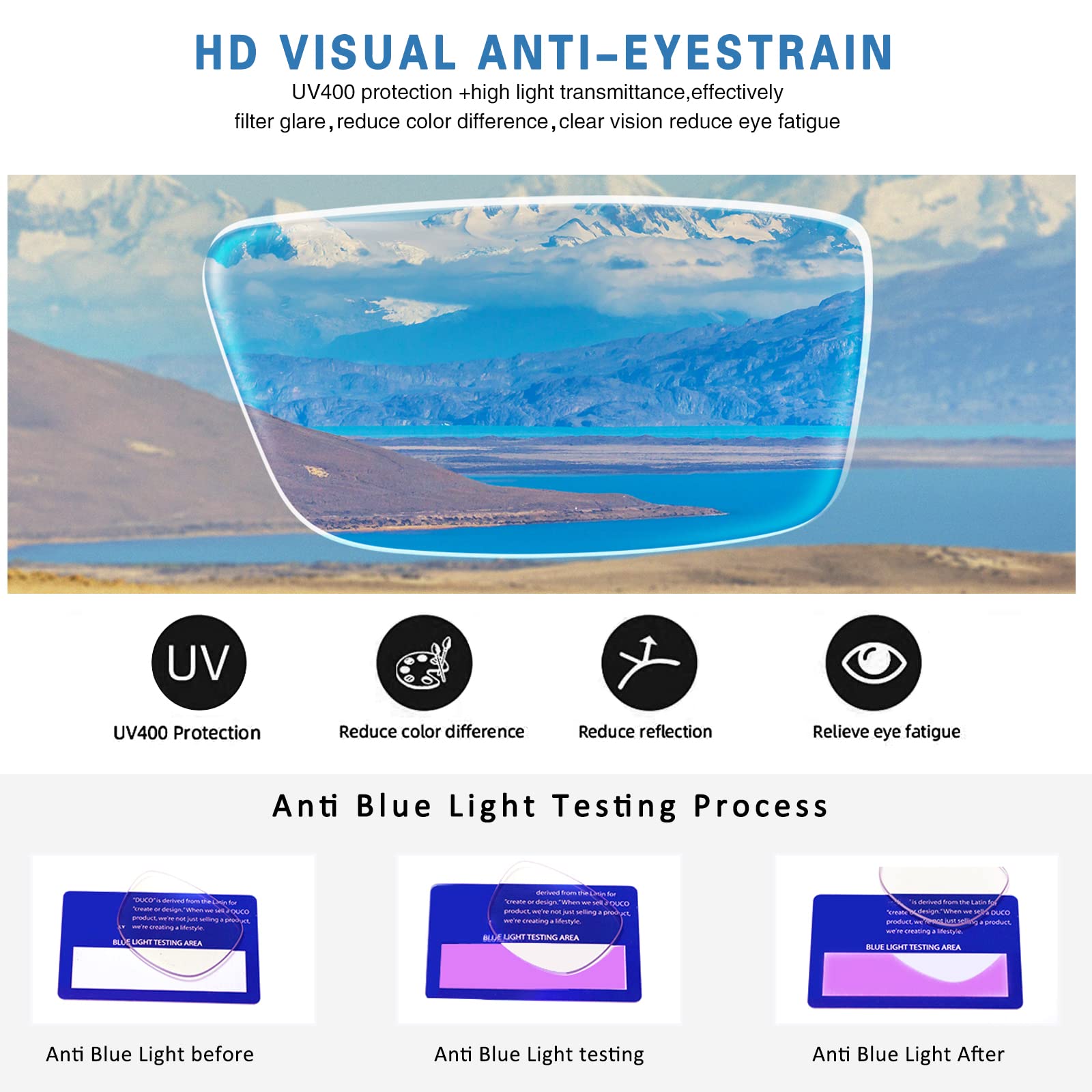 Henotin Henotin 4 Pair Reading Glasses for Women and Men Half Moon Frame Blue Light Blocking Spring Hinge Eyeglasses A-mix 2.00 Diopters - View 5 of 7