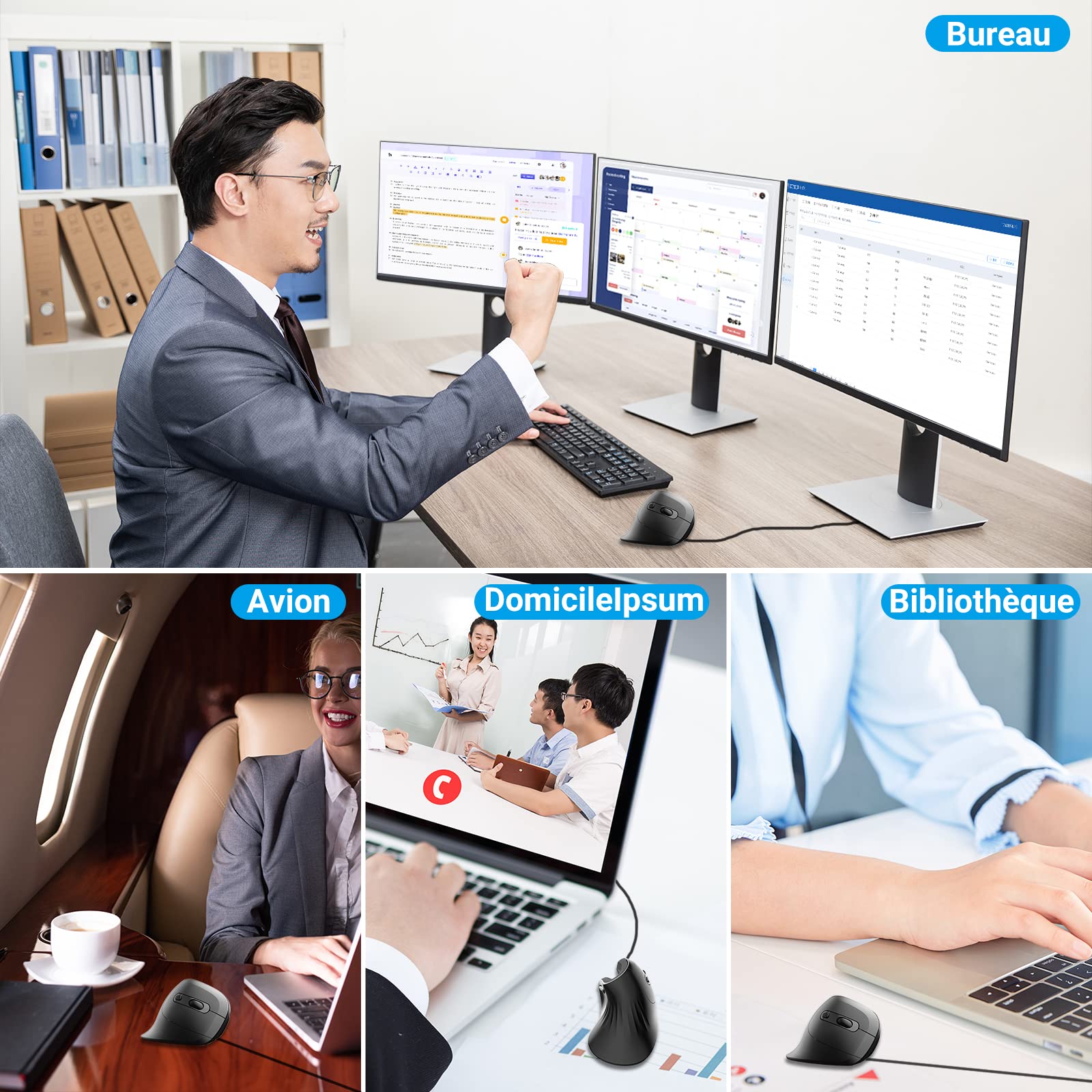 Super Space Super Space Vertical Mouse Ergonomic Wired Gaming Mouse with 6 Buttons 800 to 3200 DPI for Laptop Desktop PC MacBook Black Gift for All - View 5 of 8