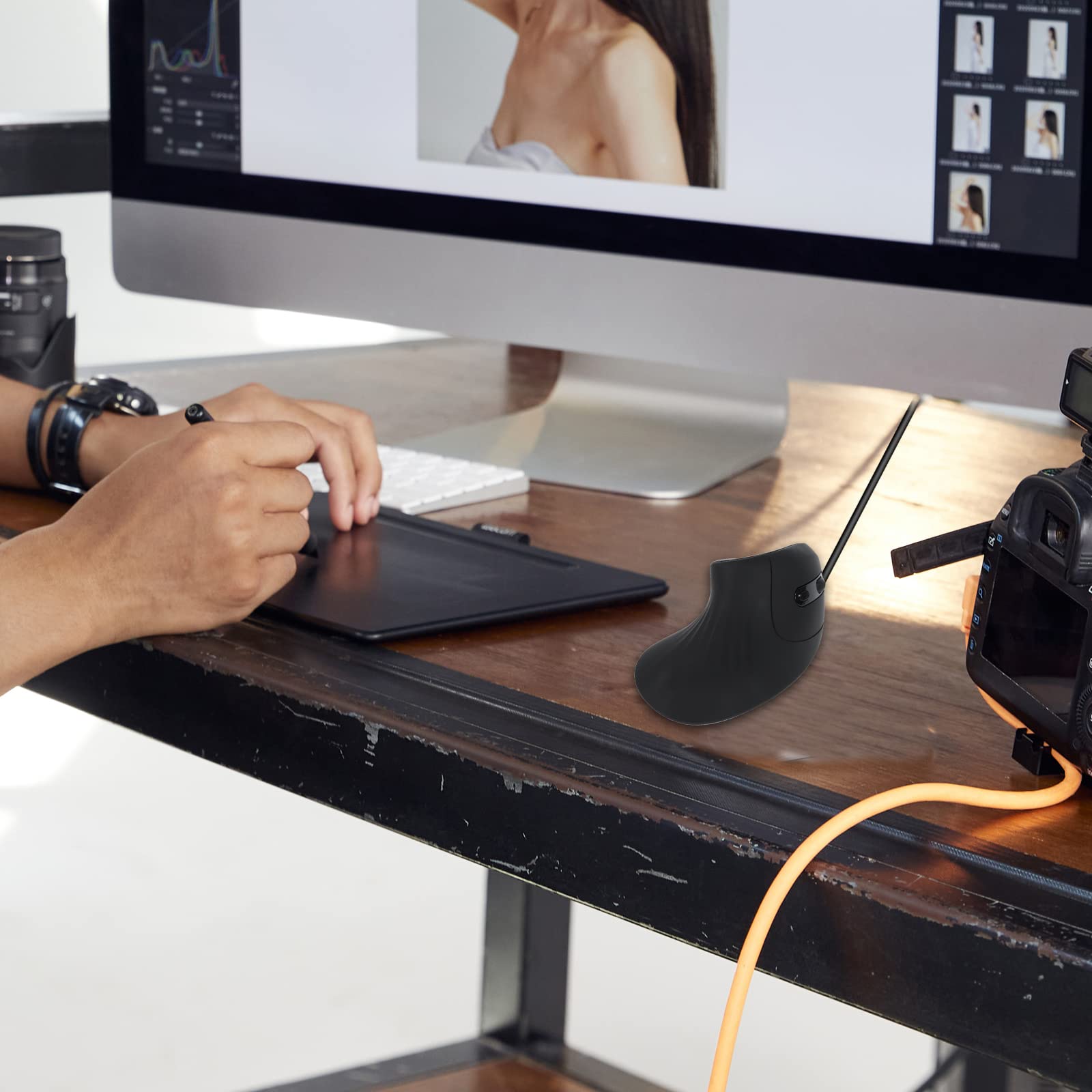 Super Space Super Space Vertical Mouse Ergonomic Wired Gaming Mouse with 6 Buttons 800 to 3200 DPI for Laptop Desktop PC MacBook Black Gift for All - View 8 of 8