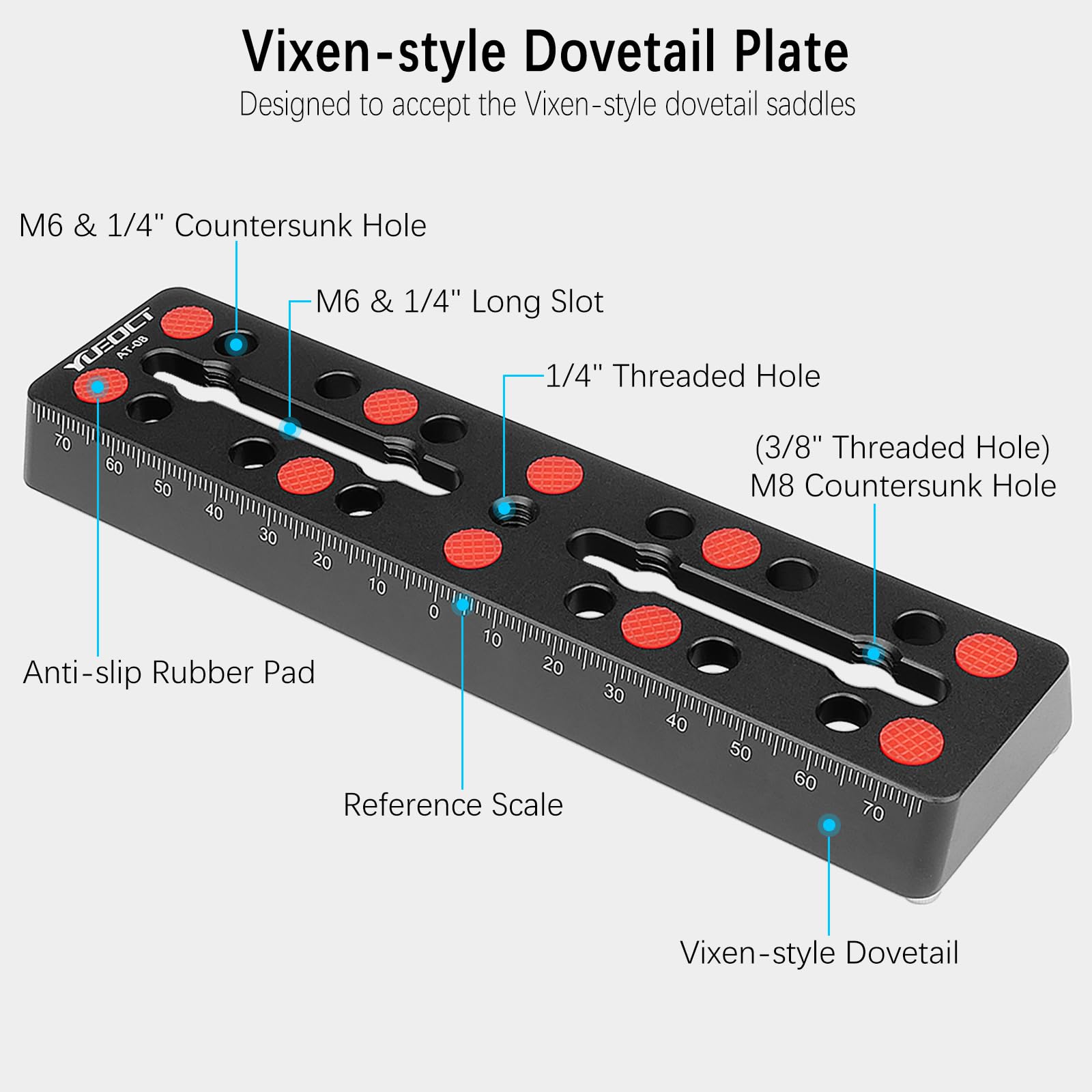 Yueoct YUEOCT 160mm Telescope Rail Bar Vixen Style Dovetail Mounting Plate with Camera Screw for Astrophotography and Telescope Mounting - View 2 of 7