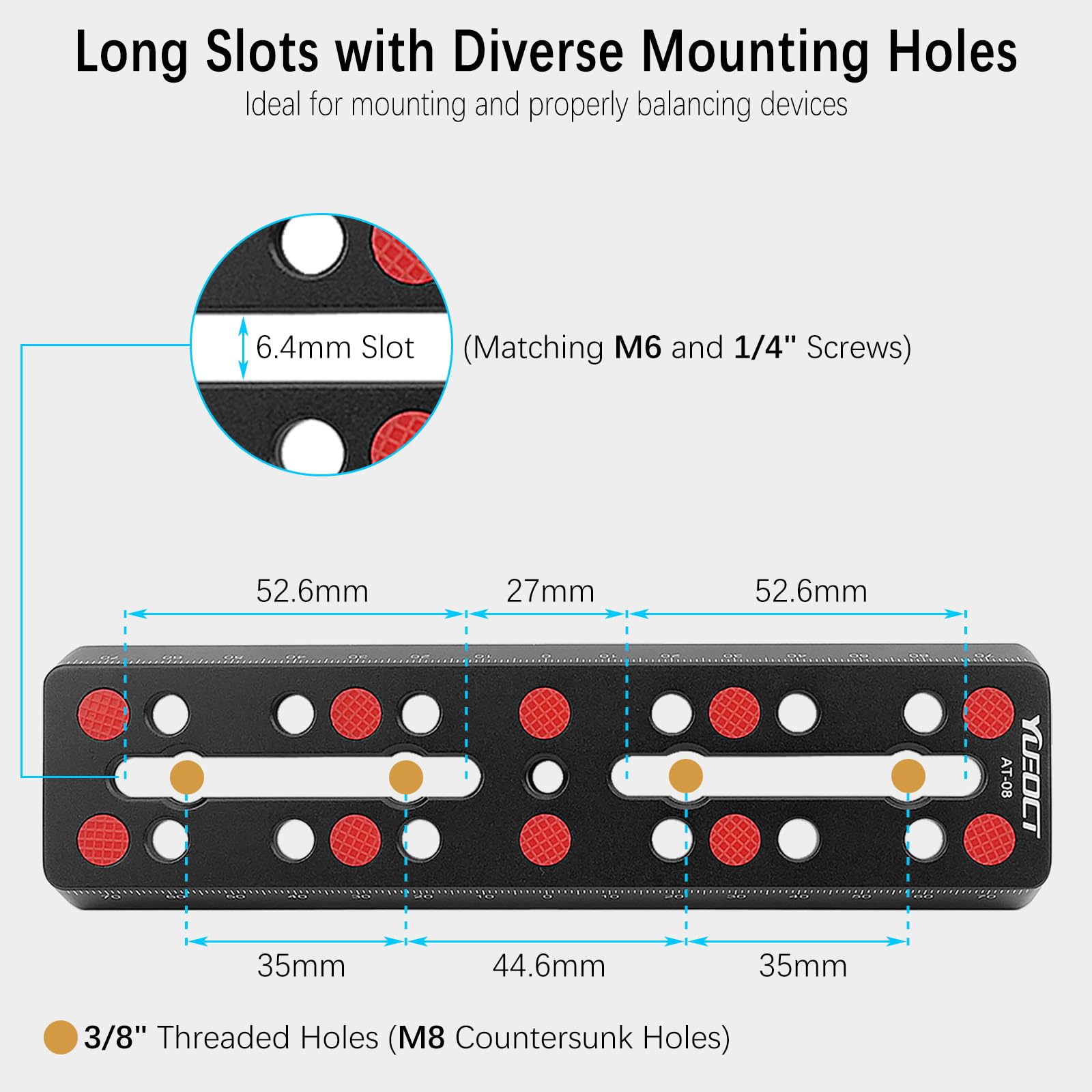 Yueoct YUEOCT 160mm Telescope Rail Bar Vixen Style Dovetail Mounting Plate with Camera Screw for Astrophotography and Telescope Mounting - View 3 of 7