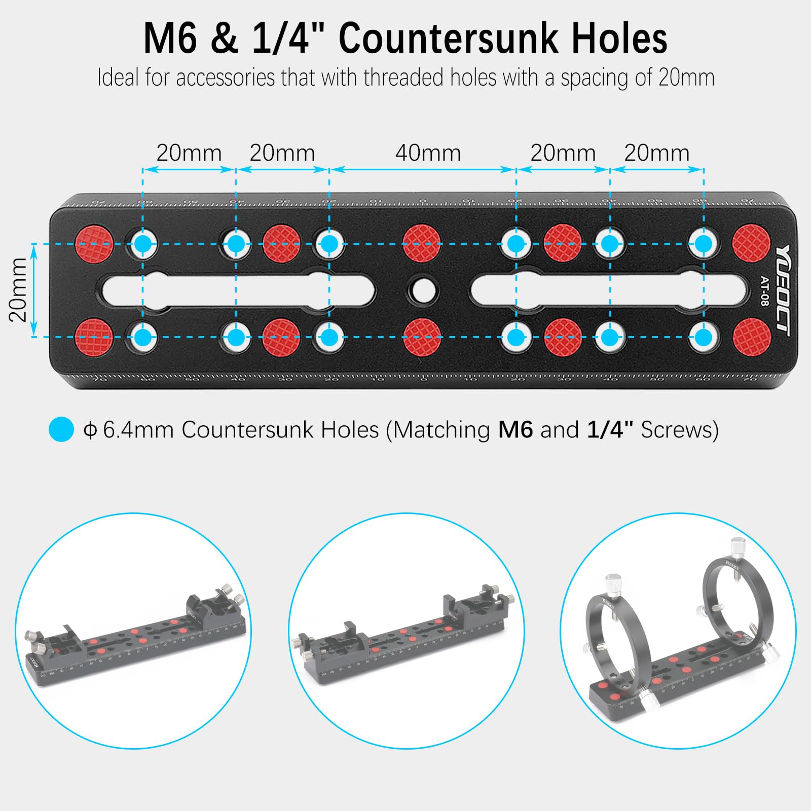 Yueoct YUEOCT 160mm Telescope Rail Bar Vixen Style Dovetail Mounting Plate with Camera Screw for Astrophotography and Telescope Mounting - View 4 of 7