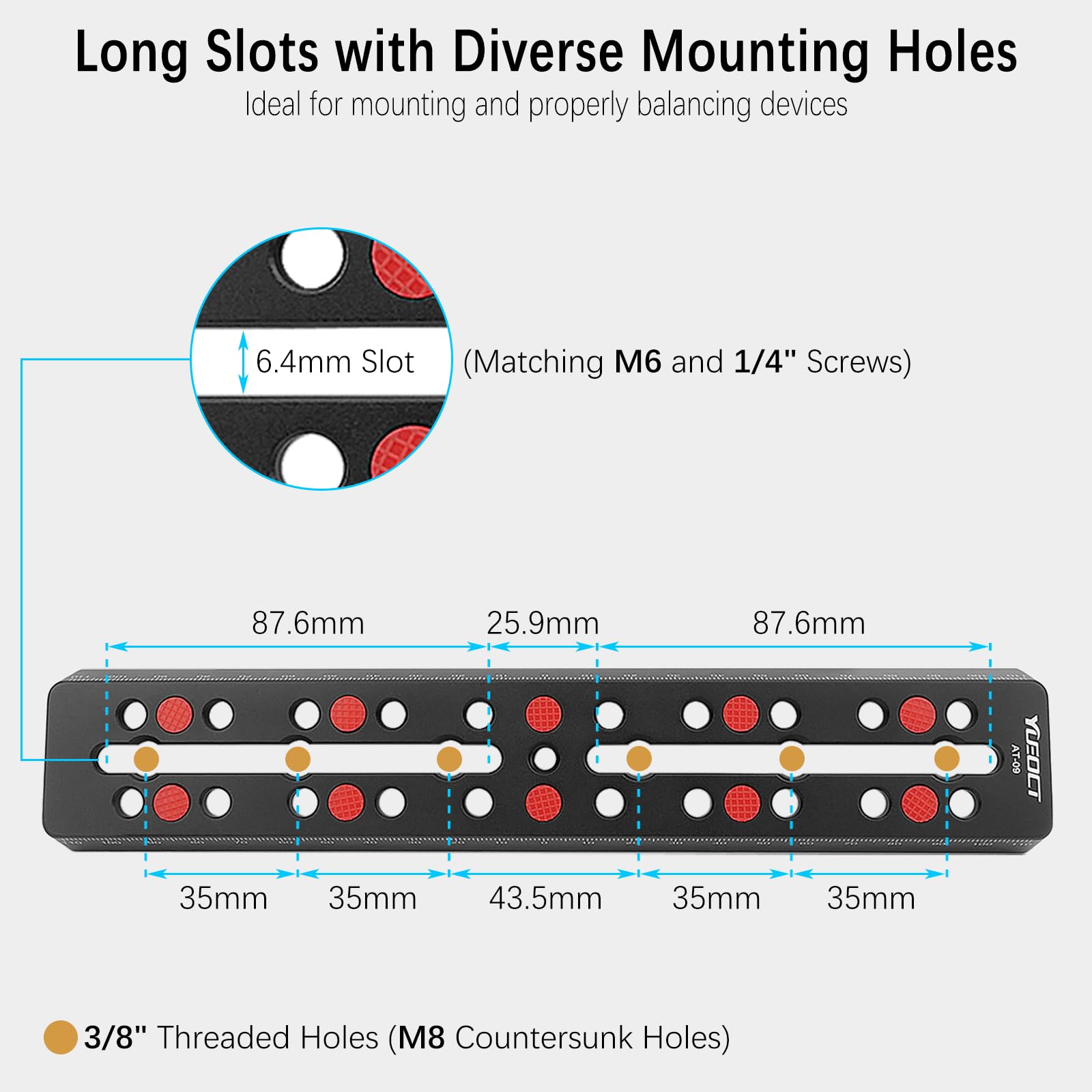 Yueoct YUEOCT 230mm Telescope Rail Bar Vixen Style Dovetail Mounting Plate with Camera Screw for Telescope Saddle Mount Base and Tripod Adapter - View 3 of 7